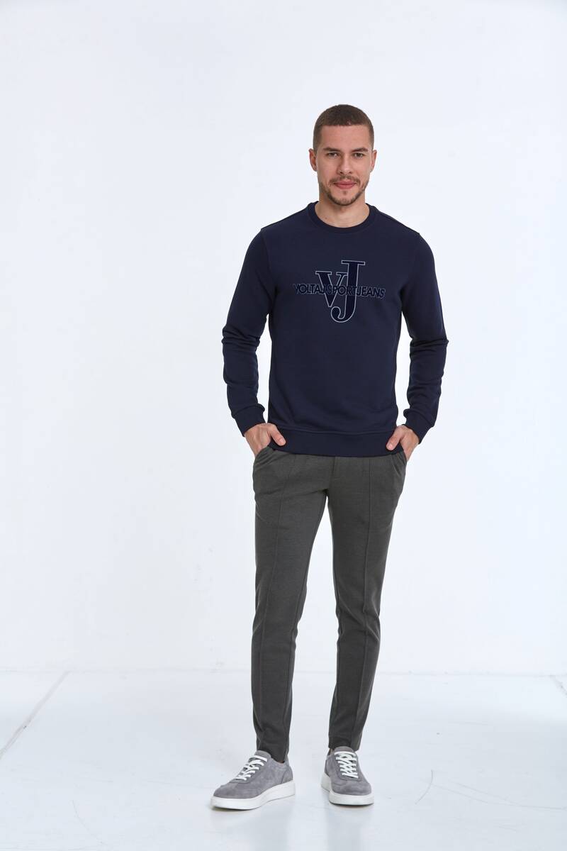 Ivy Bisiklet Yaka Erkek Sweatshirt Lacivert