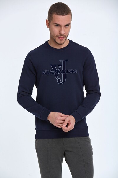 VOLTAJ - Ivy Bisiklet Yaka Erkek Sweatshirt Lacivert