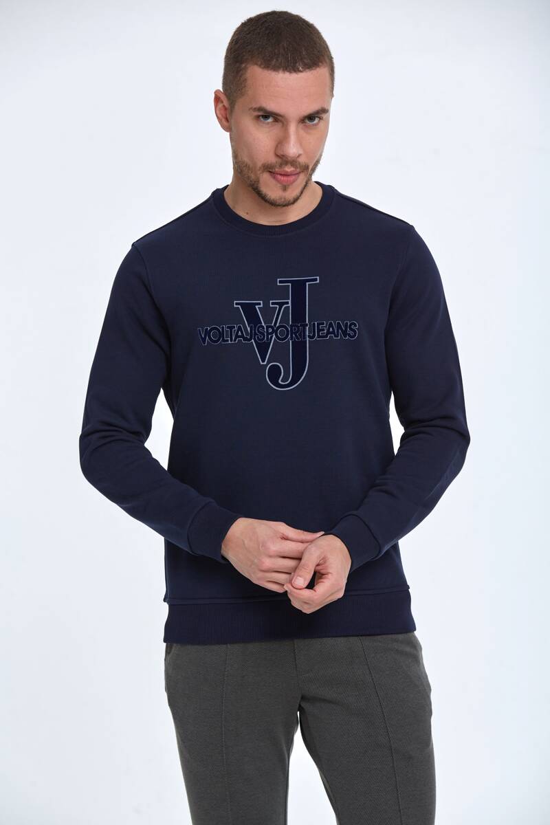 Ivy Bisiklet Yaka Erkek Sweatshirt Lacivert