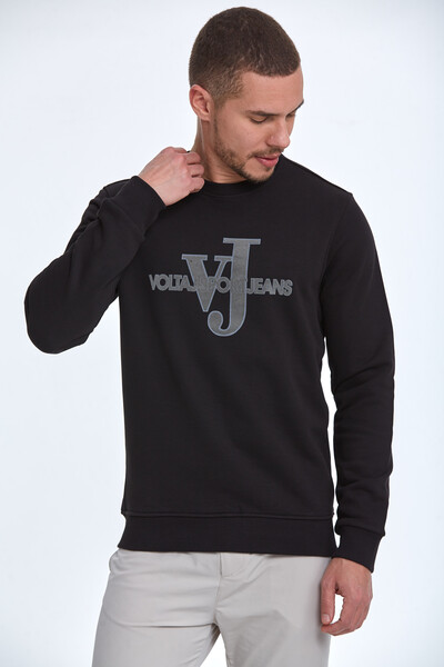 VOLTAJ - Ivy Bisiklet Yaka Erkek Sweatshirt Siyah