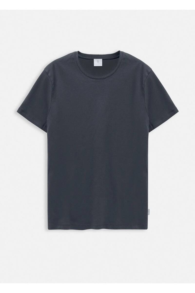 Jersey Anthracite Color Silk Finished Crew Neck T-shirt - 1