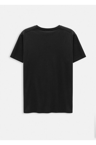 Jersey Black Color Silk Finished Crew Neck T-shirt - 2