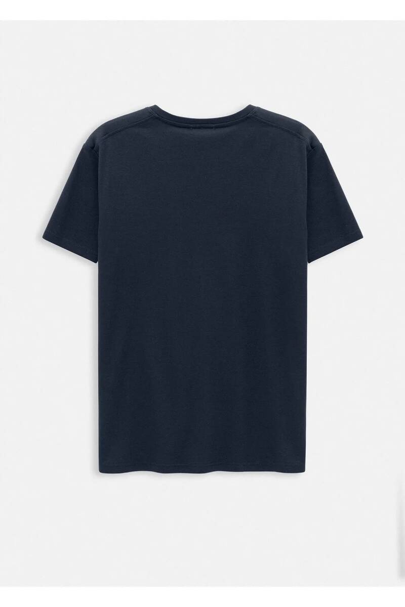 Jersey Navy Blue Color Silk Finished Crew Neck T-shirt - 2