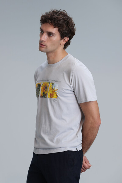 June Modern Grafik T- Shirt Taş - Thumbnail