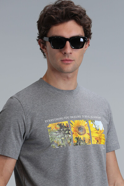 June Modern Graphic T-Shirt Gray - Thumbnail