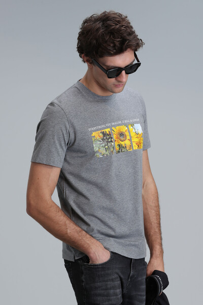 June Modern Graphic T-Shirt Gray - Thumbnail