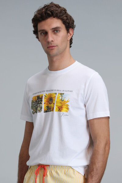 June Modern Graphic T-Shirt White - Thumbnail