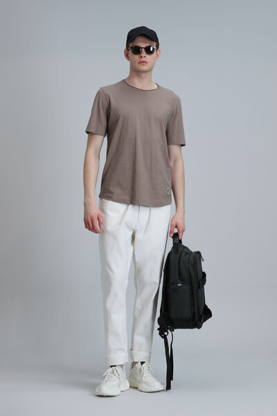 LUFIAN - Junya Men's Basic T-Shirt Camel (1)