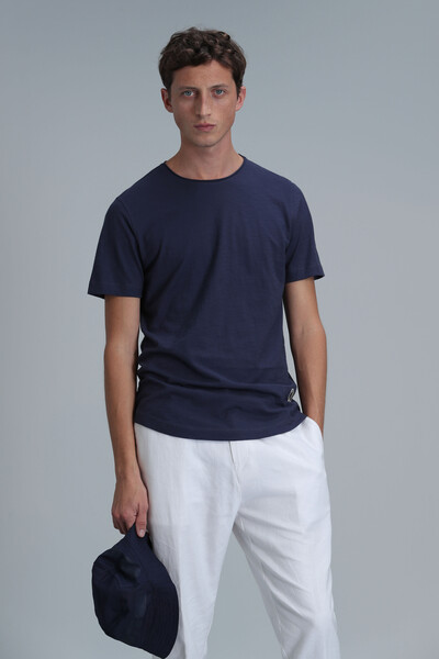 LUFIAN - Junya Men's Basic T-Shirt Light Navy Blue