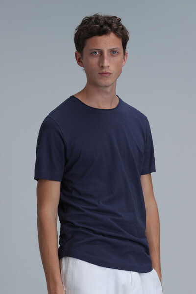 Junya Men's Basic T-Shirt Light Navy Blue - Thumbnail