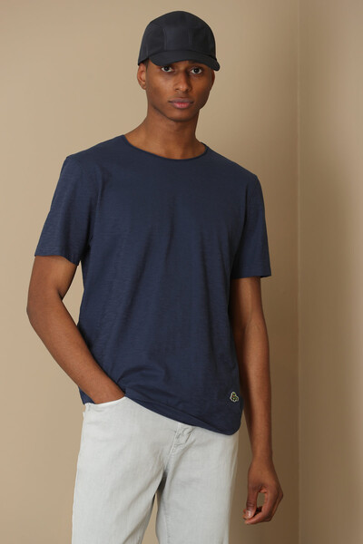 LUFIAN - Junya Men's Basic T-Shirt Navy Blue