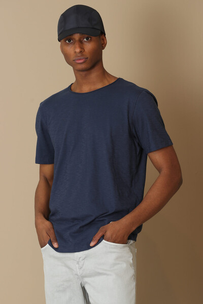 LUFIAN - Junya Men's Basic T-Shirt Navy Blue (1)