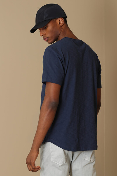 Junya Men's Basic T-Shirt Navy Blue - Thumbnail