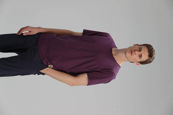 LUFIAN - Junya Modern Graphic Crew Neck Men's T-Shirt Plum