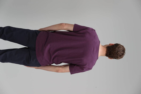 Junya Modern Graphic Crew Neck Men's T-Shirt Plum - Thumbnail