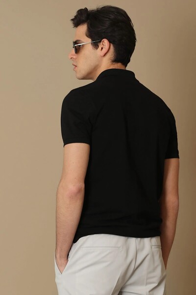 Laon Sports Polo Neck Men's T-Shirt Black - Thumbnail