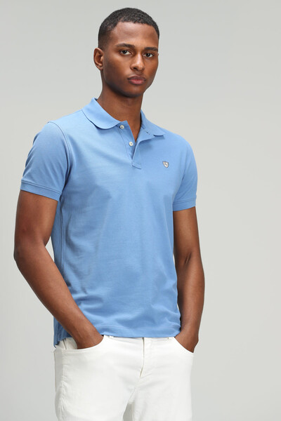 Laon Sports Polo Neck Men's T-Shirt Blue - Thumbnail