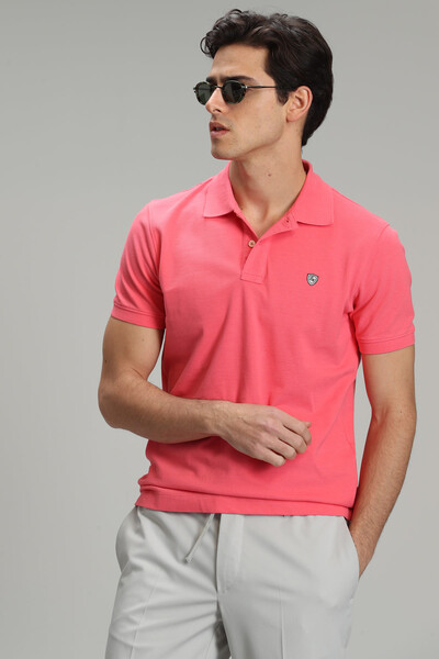 LUFIAN - Laon Sports Polo Neck Men's T-Shirt Candy Pink