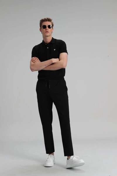 Laon Sports Polo Men's T-Shirt Black - Thumbnail