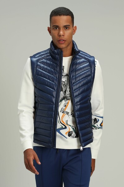 Lıtus Goose Feather Men's Vest Sax - Thumbnail