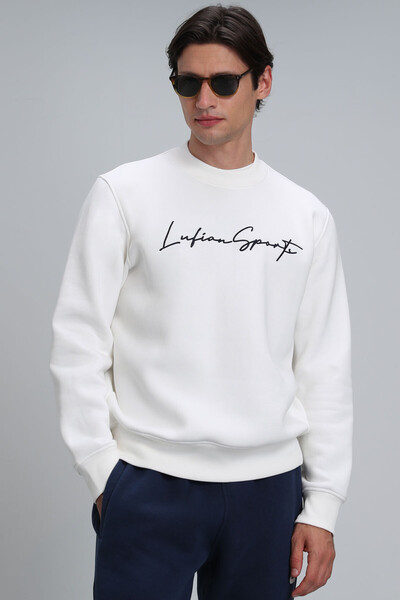 Lowe Erkek Sweatshirt Kırık Beyaz - Thumbnail