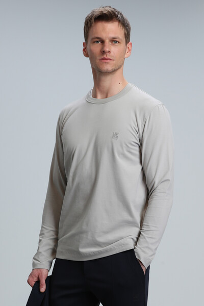 Merlin Men's Long Sleeve T-Shirt Beige - Thumbnail