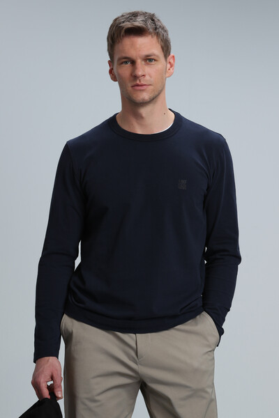 LUFIAN - Merlin Men's Long Sleeve T-Shirt Navy Blue