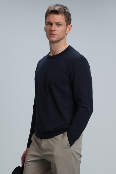 Merlin Men's Long Sleeve T-Shirt Navy Blue - Thumbnail