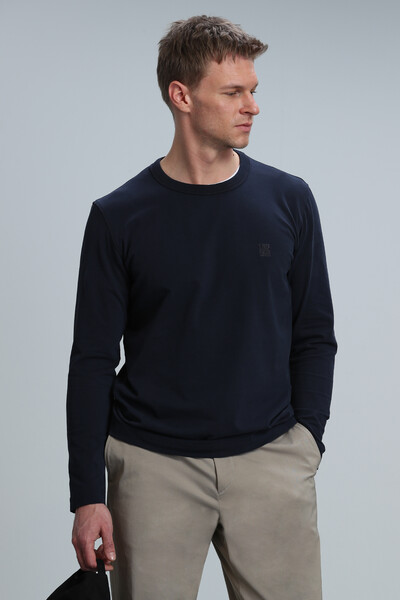 Merlin Men's Long Sleeve T-Shirt Navy Blue - Thumbnail