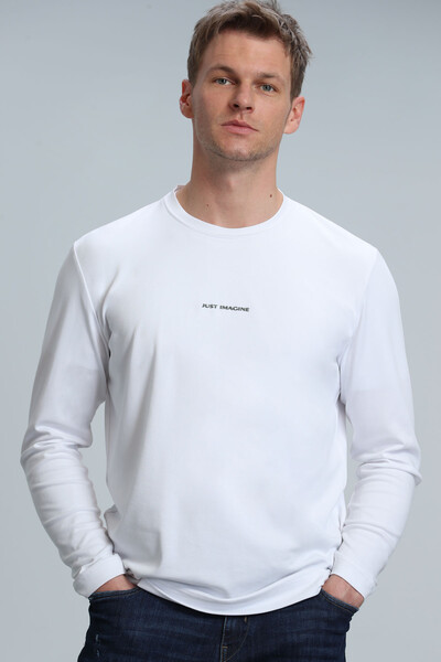 LUFIAN - Moss Men's Long Sleeve T-Shirt Off White