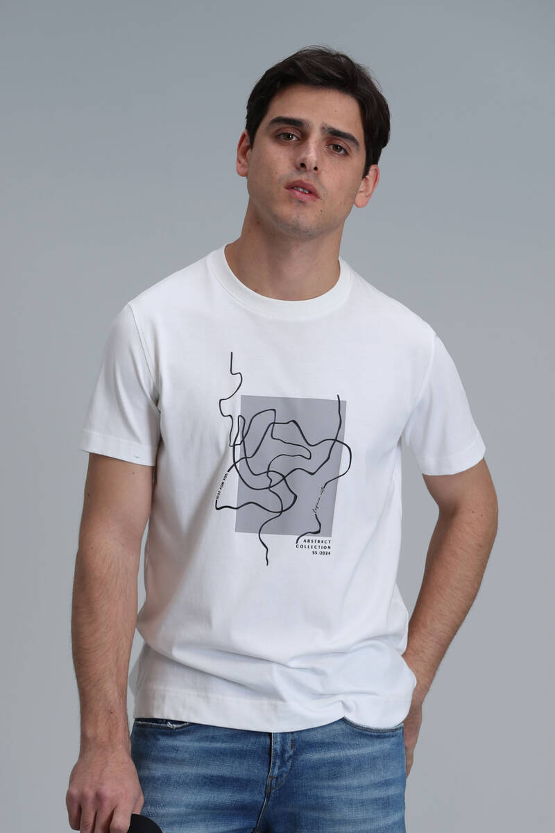 Nally Modern Grafik T-Shirt Beyaz - 1