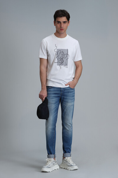 Nally Modern Grafik T-Shirt Beyaz - 2