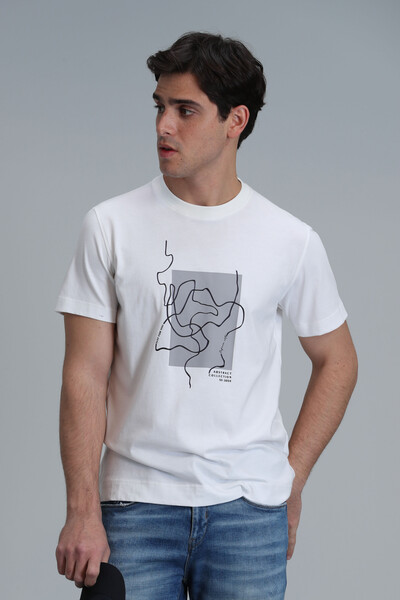 Nally Modern Grafik T-Shirt Beyaz - 3