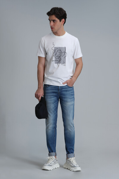 Nally Modern Grafik T-Shirt Beyaz - 4