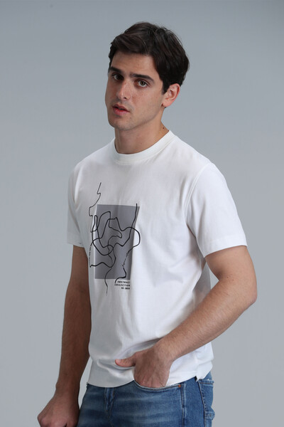 Nally Modern Grafik T-Shirt Beyaz - 5