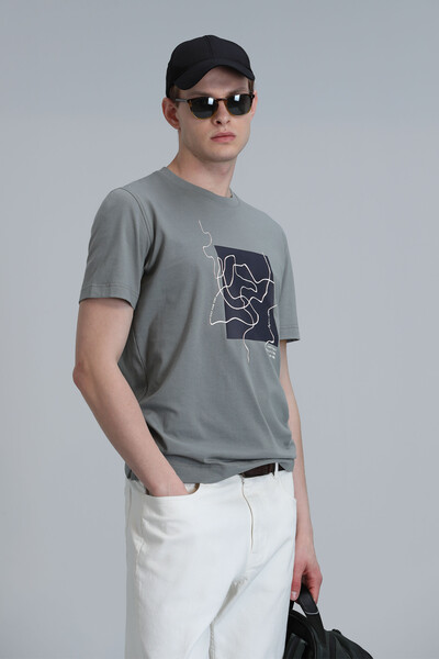 Nally Modern Grafik T-Shirt Yeşil - 3