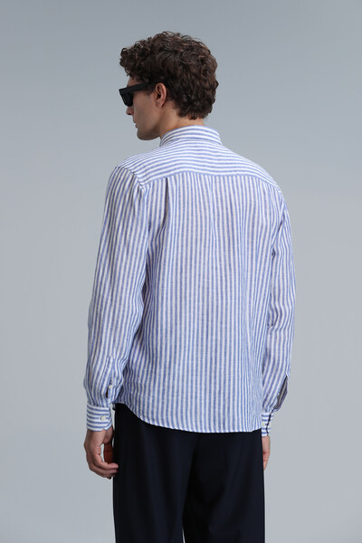 New Men's Basic Shirt Regular Fit Blue - Thumbnail