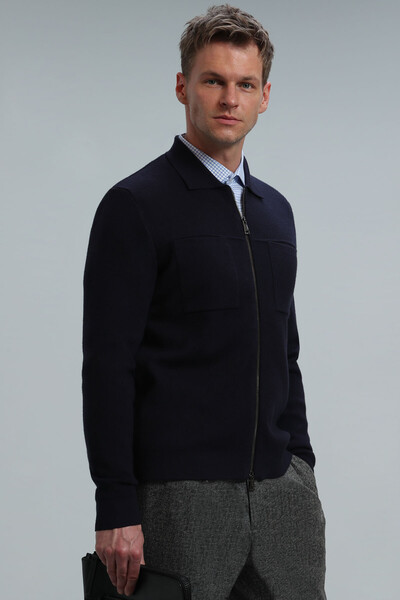 Noble Men's Cardigan Navy Blue - Thumbnail