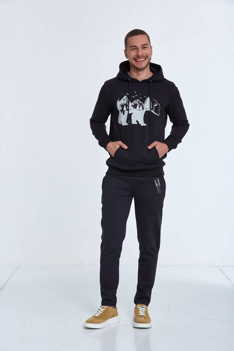 North Kapüşonlu Erkek Sweatshirt Lacivert