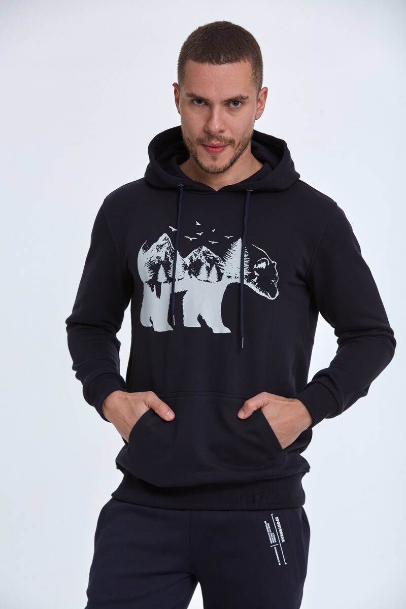 North Kapüşonlu Erkek Sweatshirt Lacivert