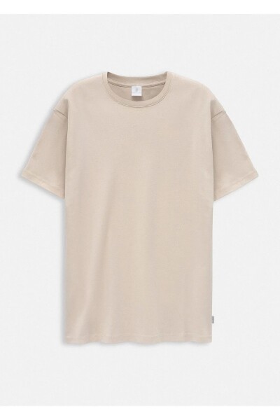 Orlen Beige Color Silk Finished Oversize T-shirt - 1