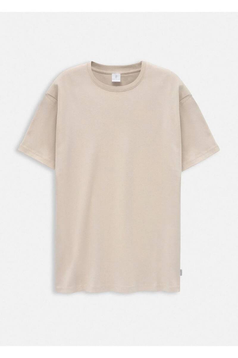 Orlen Beige Color Silk Finished Oversize T-shirt - 1