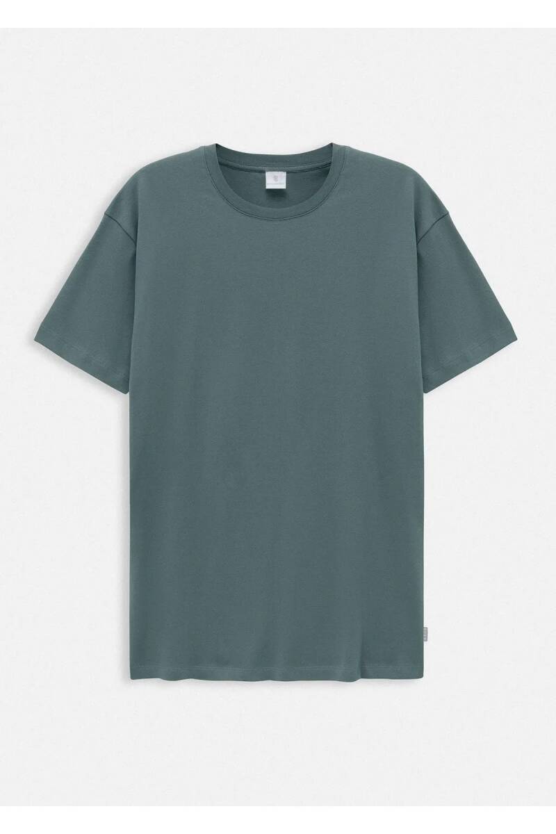 Orlen Haki Renk İpek Apreli Oversize T-shirt - 1