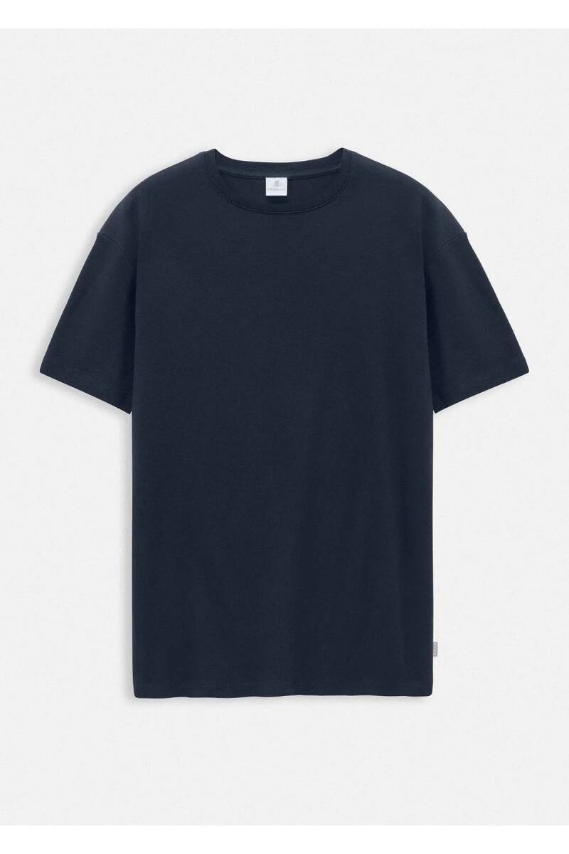 Orlen Navy Blue Color Silk Finished Oversize T-shirt - 1