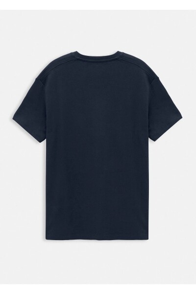 Orlen Navy Blue Color Silk Finished Oversize T-shirt - 2