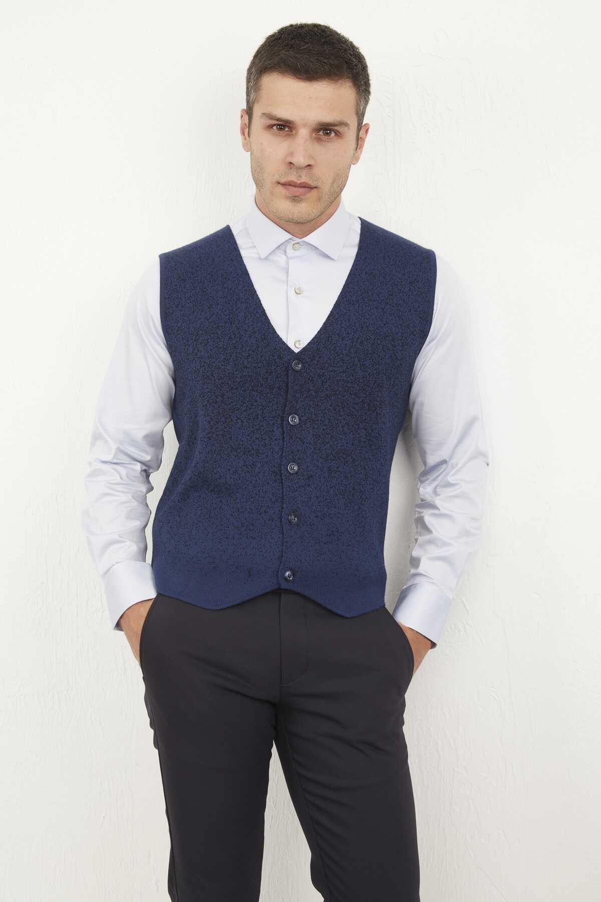Patterned Buttoned Knitwear Vest | Voltaj