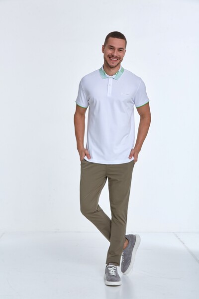 Patterned Collar Polo Neck Men's T-Shirt - Thumbnail