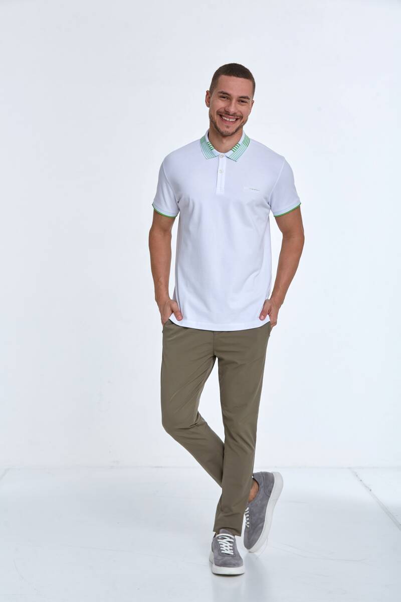 Patterned Collar Polo Neck Men's T-Shirt