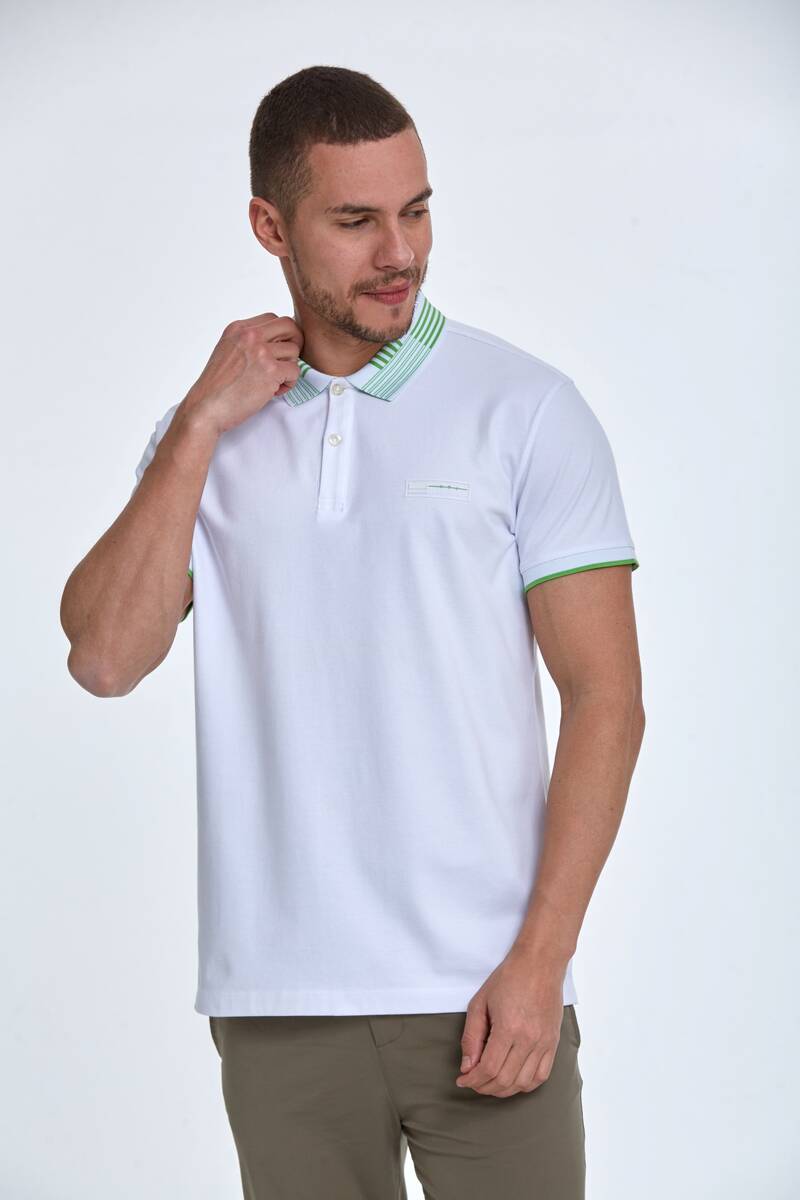 Patterned Collar Polo Neck Men's T-Shirt