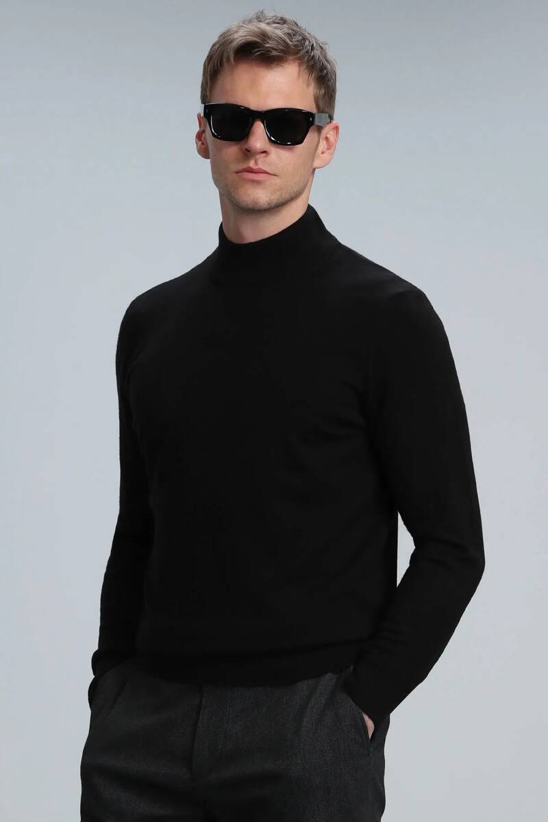 Port Half Fisherman Men's Sweater Black